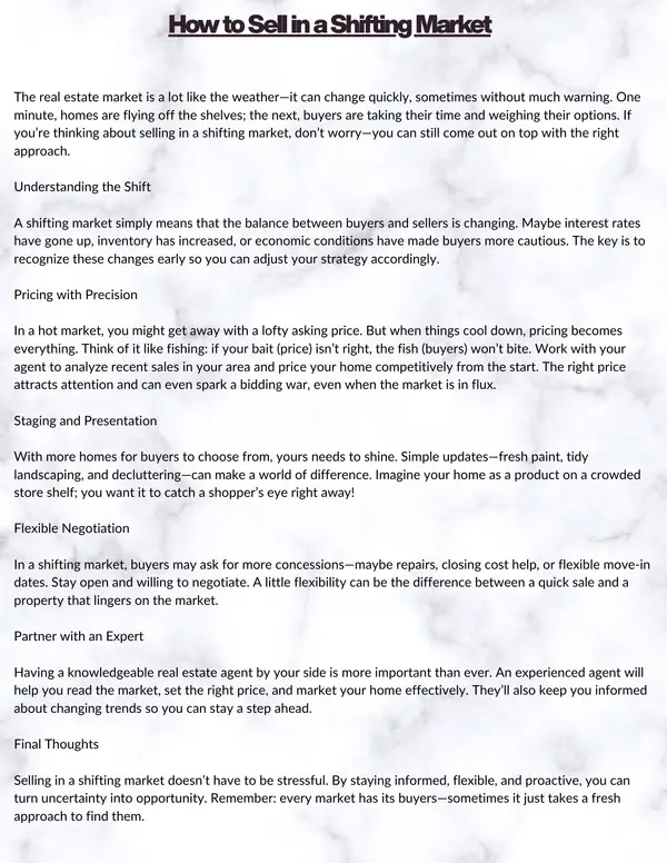 How To Sell In A Shifting Market,Rusty Cole