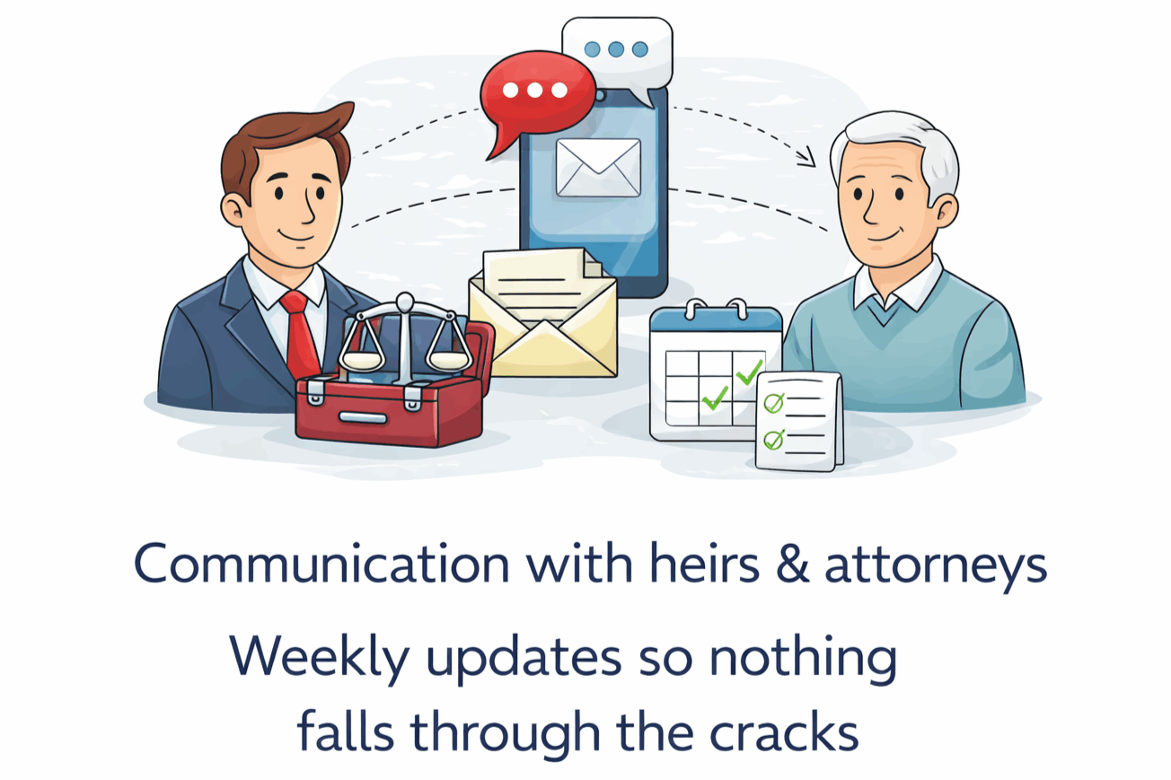 Communication with heirs and attorneys