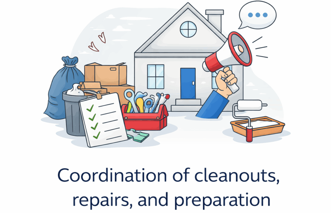 Coordination of cleanouts repairs and preparation