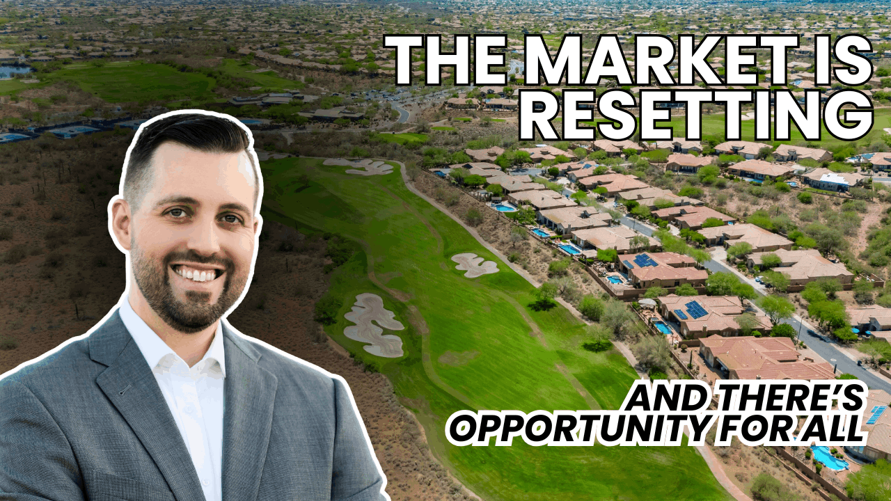 Phoenix real estate market 2025 reset — Eric Ravenscroft, REALTOR® and founder of The Ravenscroft Group, stands in front of a golf course community in the Greater Phoenix Metro. This image represents major housing market trends, rising supply, shifting buyer demand, builder incentives, new construction opportunities, and the resurgence of luxury home sales. It highlights how updated, move-in ready homes, strategic pricing, and rate buydowns are shaping Arizona’s housing landscape.