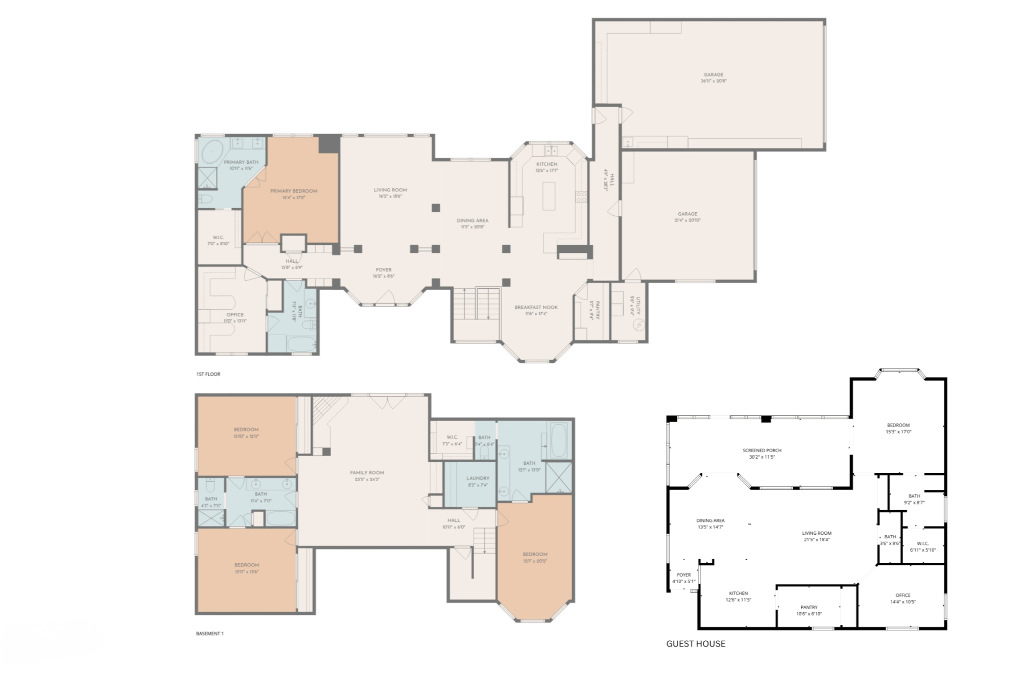 Floorplan of Saddleback Foothills basement home in Glendale AZ showing main level, full basement, guest suite, and flexible multigenerational layout