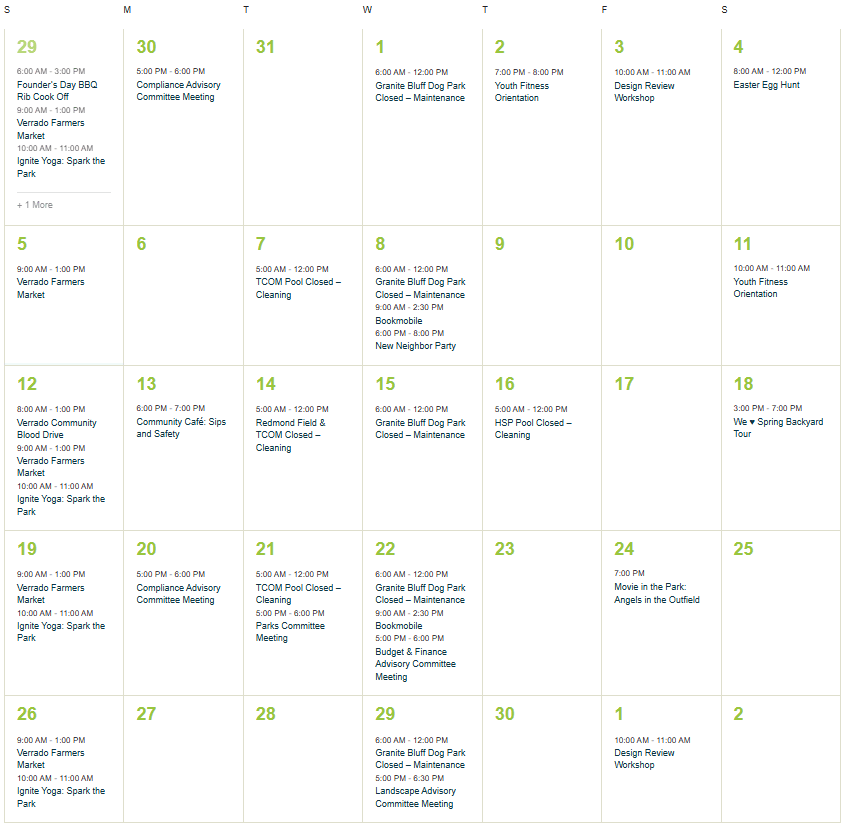 Verrado April 2026 Events Calendar