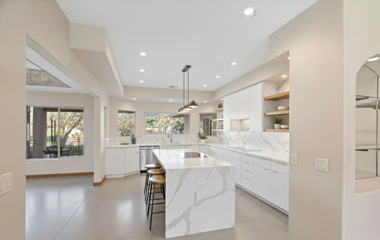 Kitchen renovation rendering for 5608 W Soft Wind Drive — updated vision showing modern kitchen potential