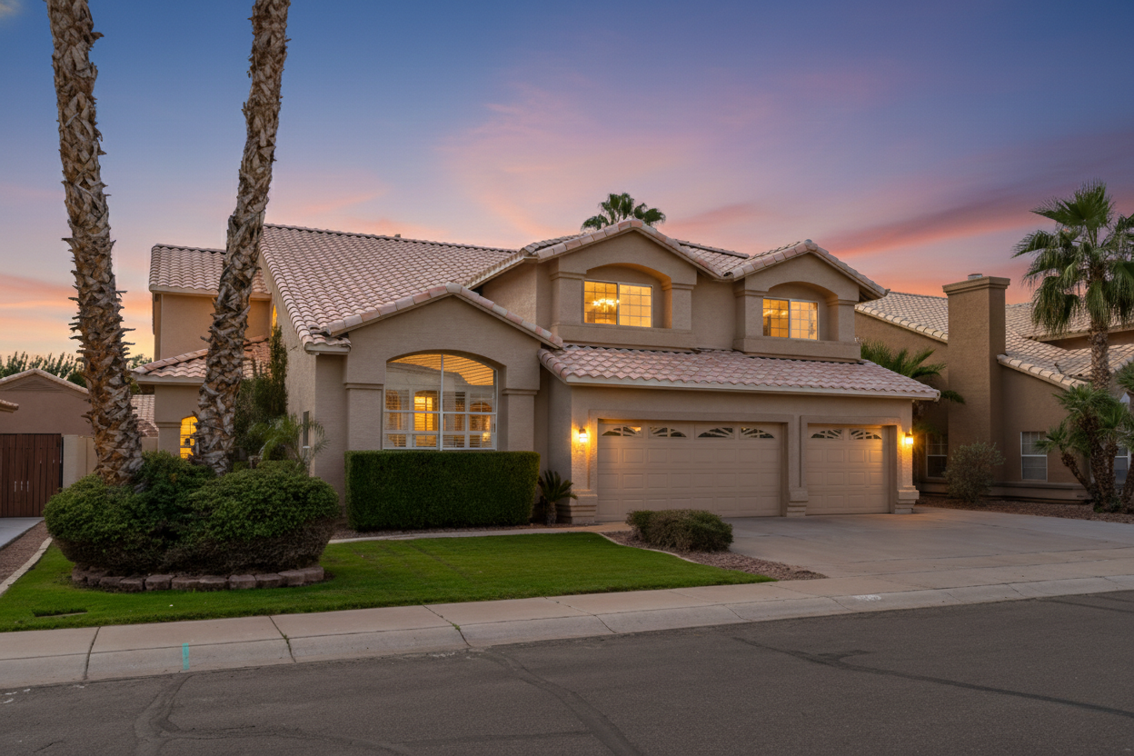 Exterior front elevation 1335 E Horseshoe Ave Gilbert AZ STR for sale
