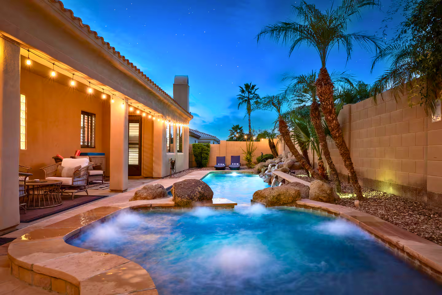 Short term rental property in Goodyear Arizona showing a well maintained single family home available for vacation rental