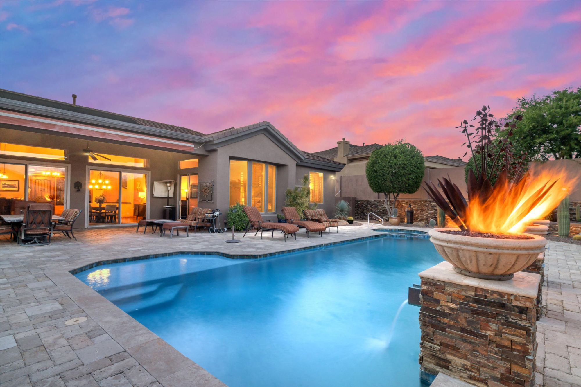 Scottsdale short-term rental backyard with pool and outdoor entertaining area — ideal for golf travelers and vacation guests