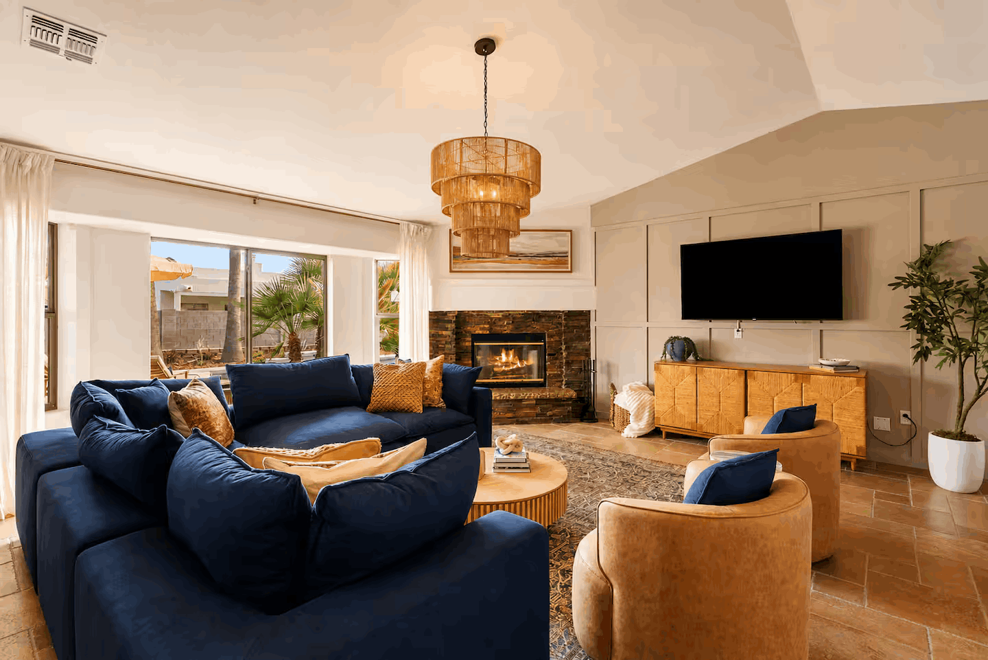 Living room after — Solterra Haus luxury STR interior design