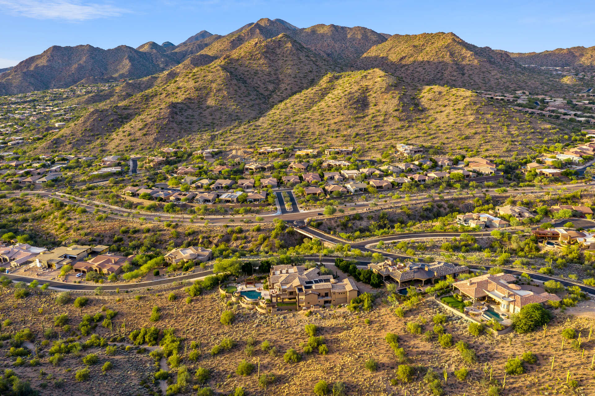 Aerial view of growing Phoenix Arizona suburban neighborhood