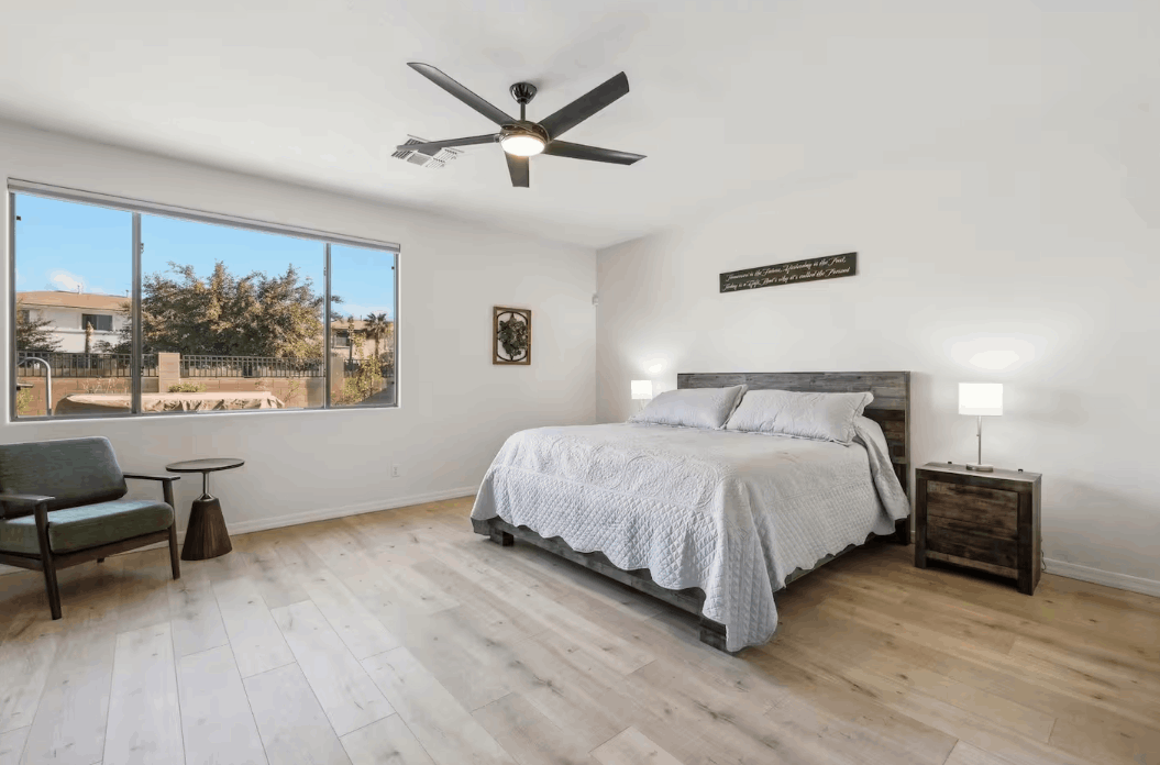 Primary bedroom inside the Palm Valley, Goodyear AZ short-term rental