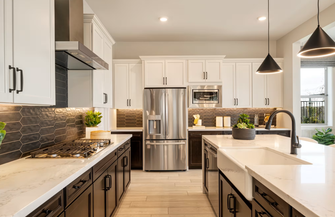 Open-concept kitchen in the new-construction Soleo home