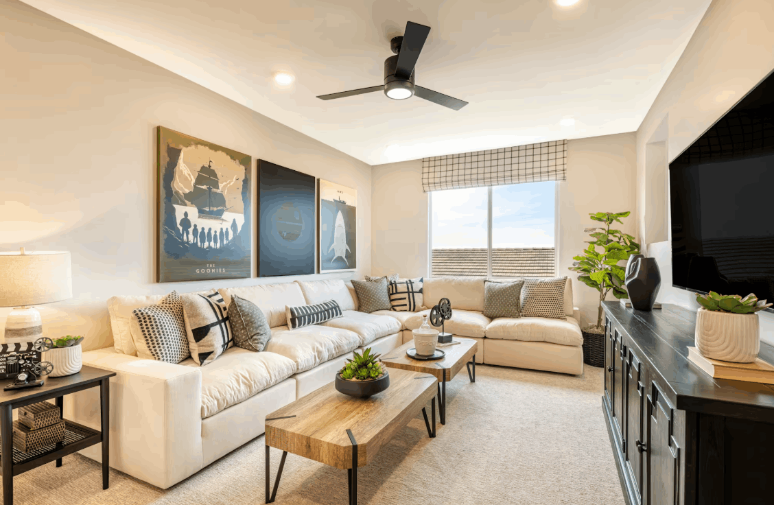 Upstairs loft space in the Soleo home, used as a bonus room