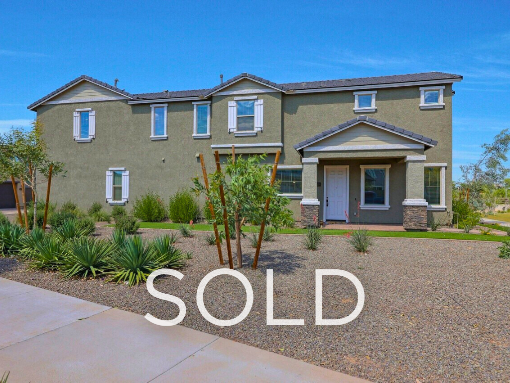 Front exterior of the Union Park at Norterra home in North Phoenix marked SOLD — the 3-bed, 2.5-bath property acquired for $640,000 through a 1031 exchange near the TSMC semiconductor campus.