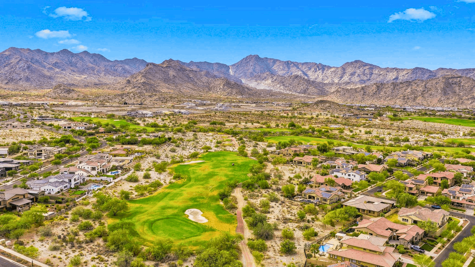 Golf course and mountain view from the backyard, no rear neighbors