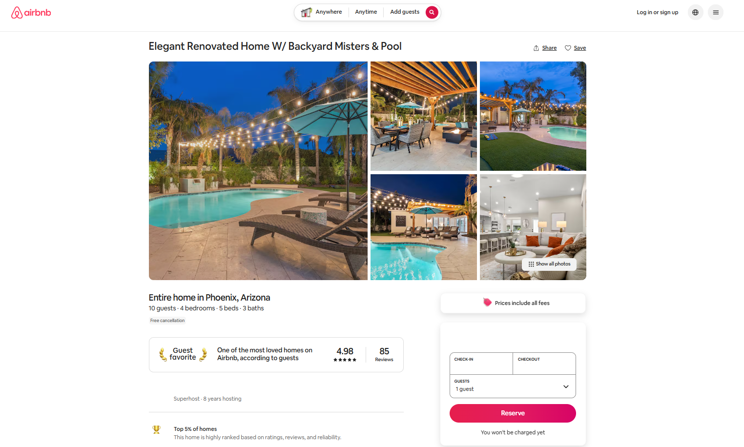 Airbnb listing profile showing guest reviews and Top Airbnb badge