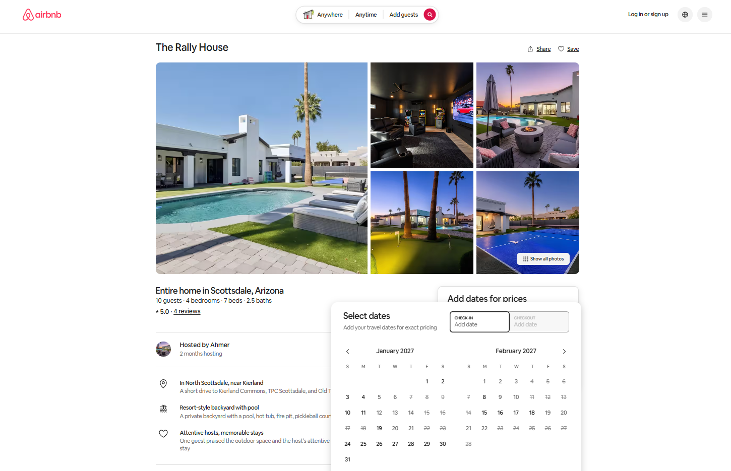 Airbnb booking calendar for 14241 N 54th St, screenshot 3