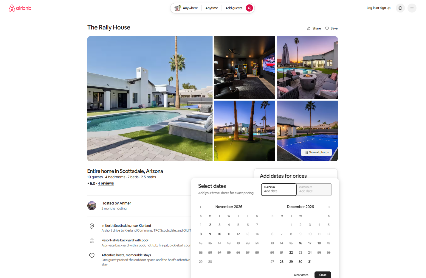 Airbnb booking calendar for 14241 N 54th St, screenshot 2