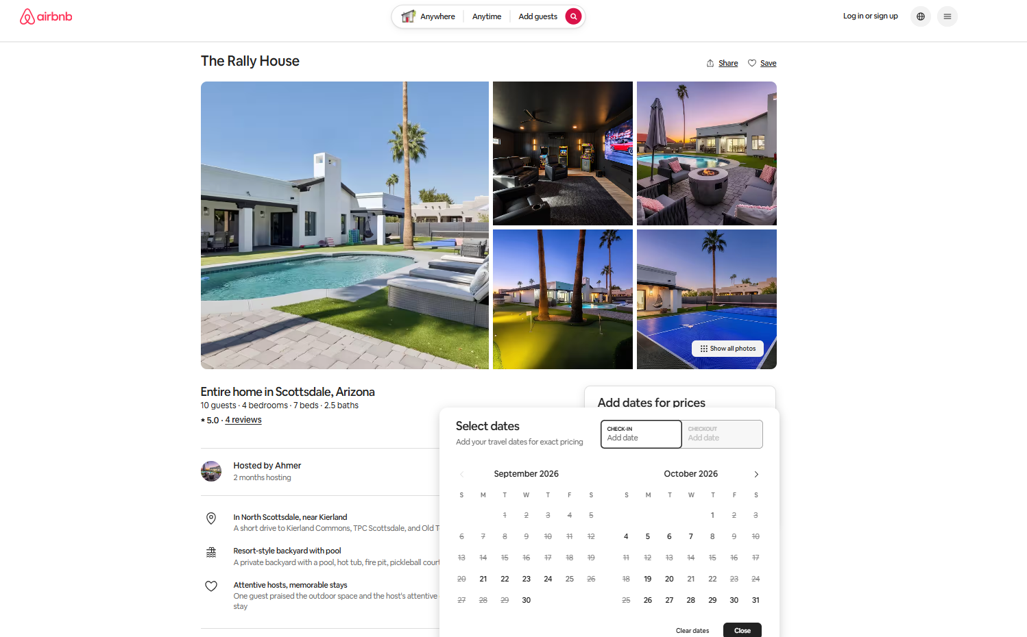 Airbnb booking calendar for 14241 N 54th St, screenshot 1