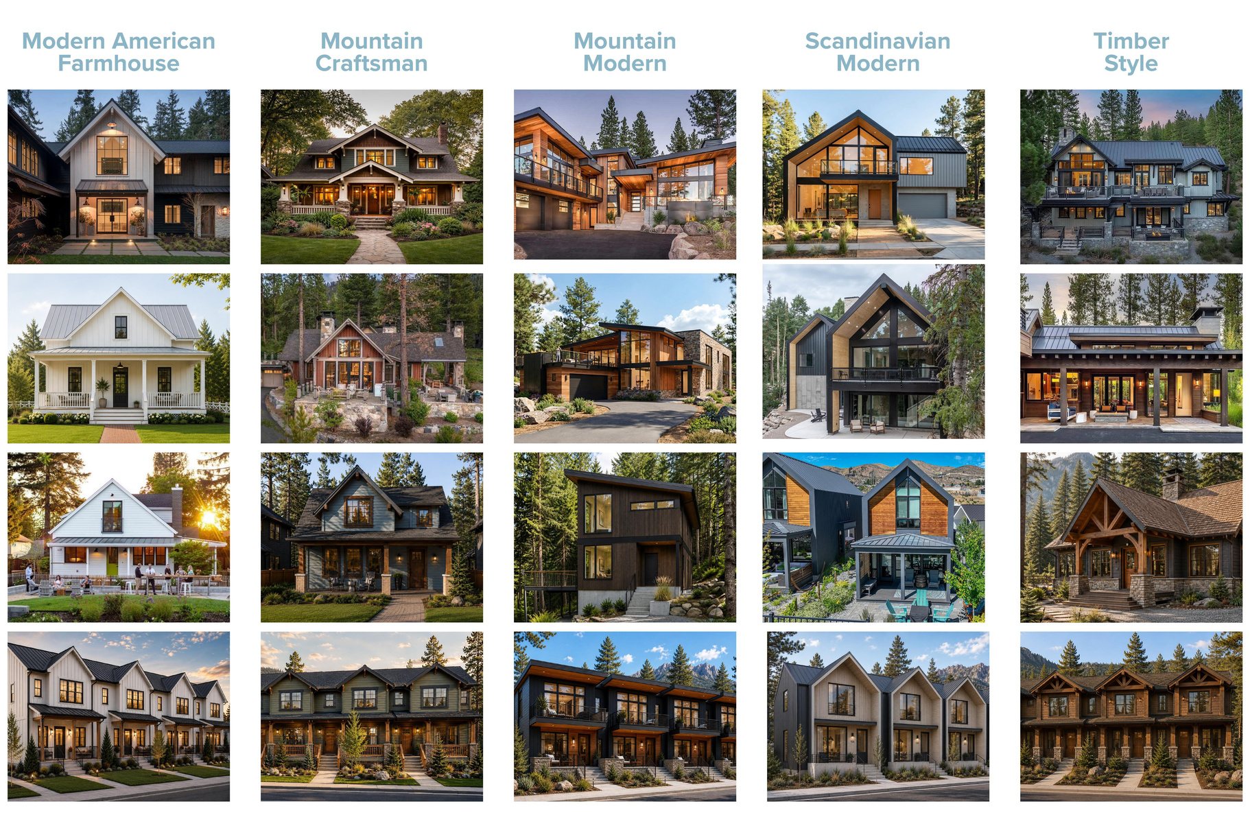 Starlight architectural palette of mountain-town home styles