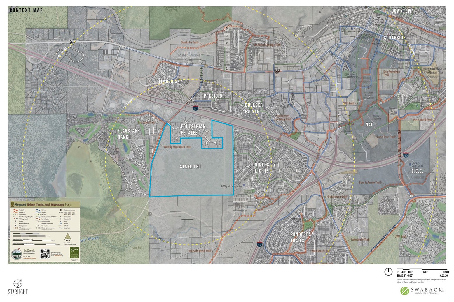 Starlight location context map in west Flagstaff