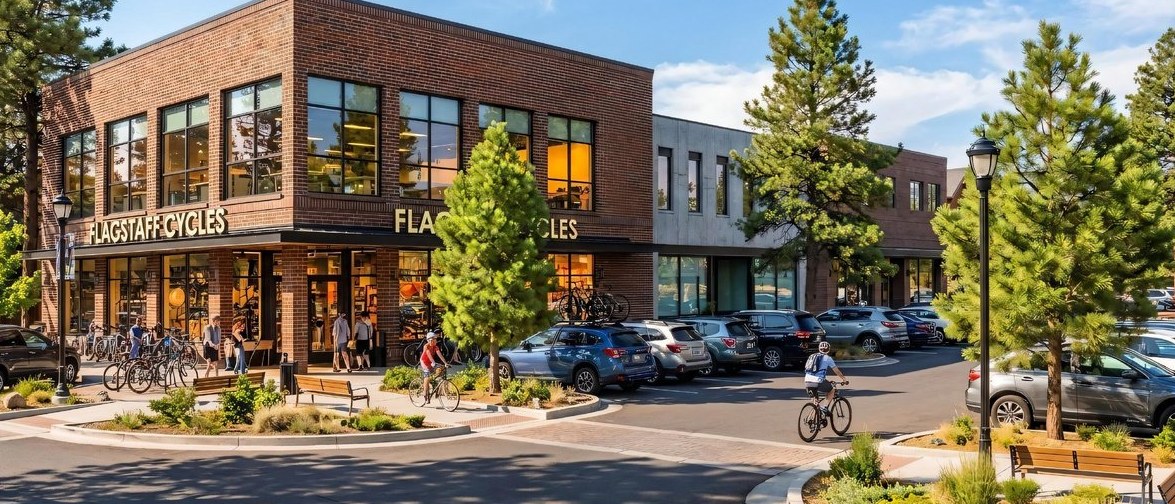 Rendering of village shops at Starlight