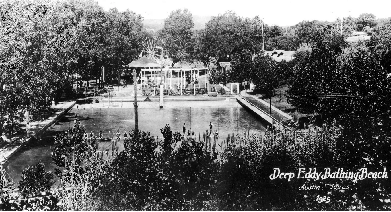Vintage photo of Deep Eddy Bathing Beach with Ferris wheel