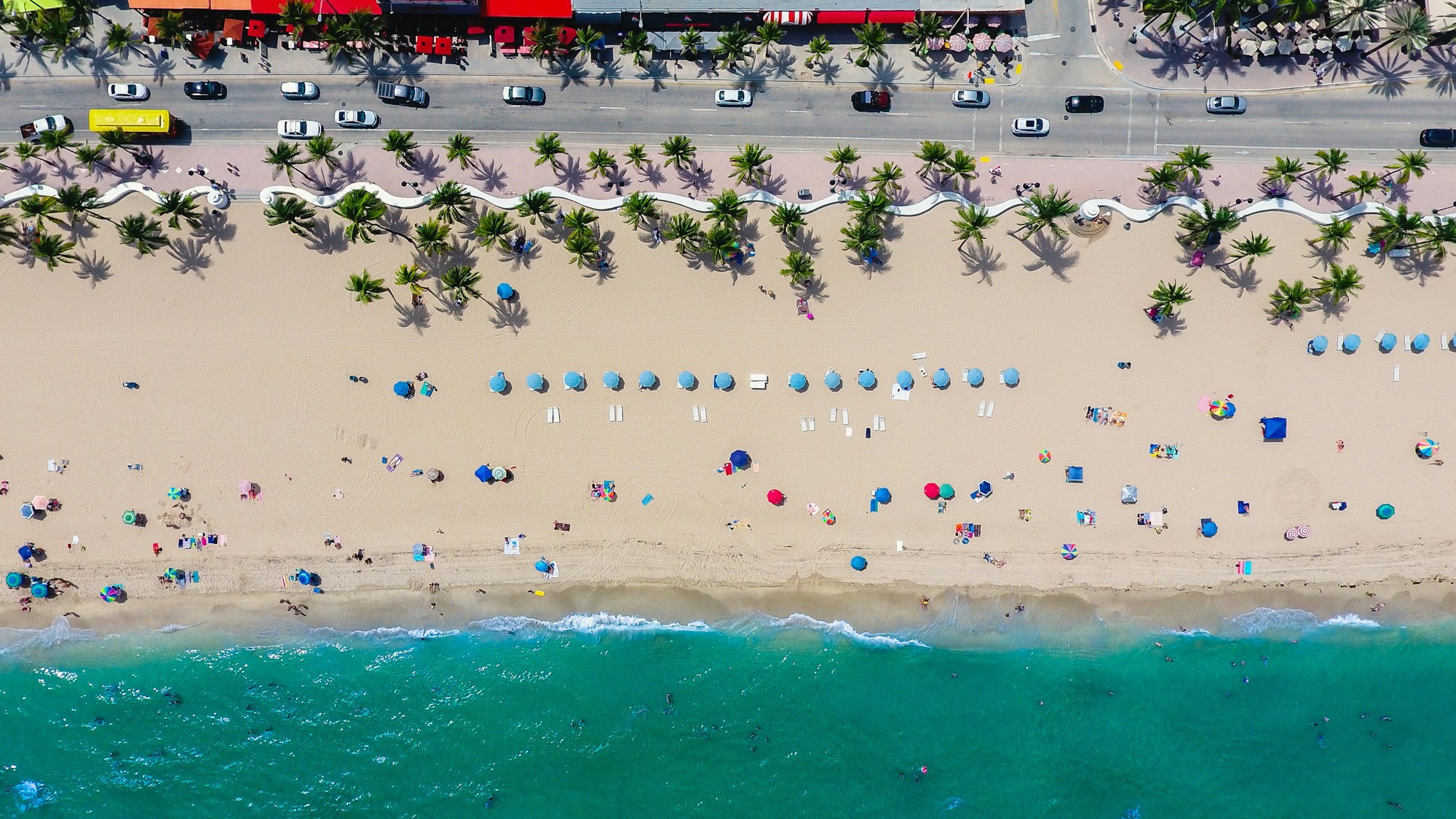 Aerial view of the Gulf coastline and beach at Naples, Florida