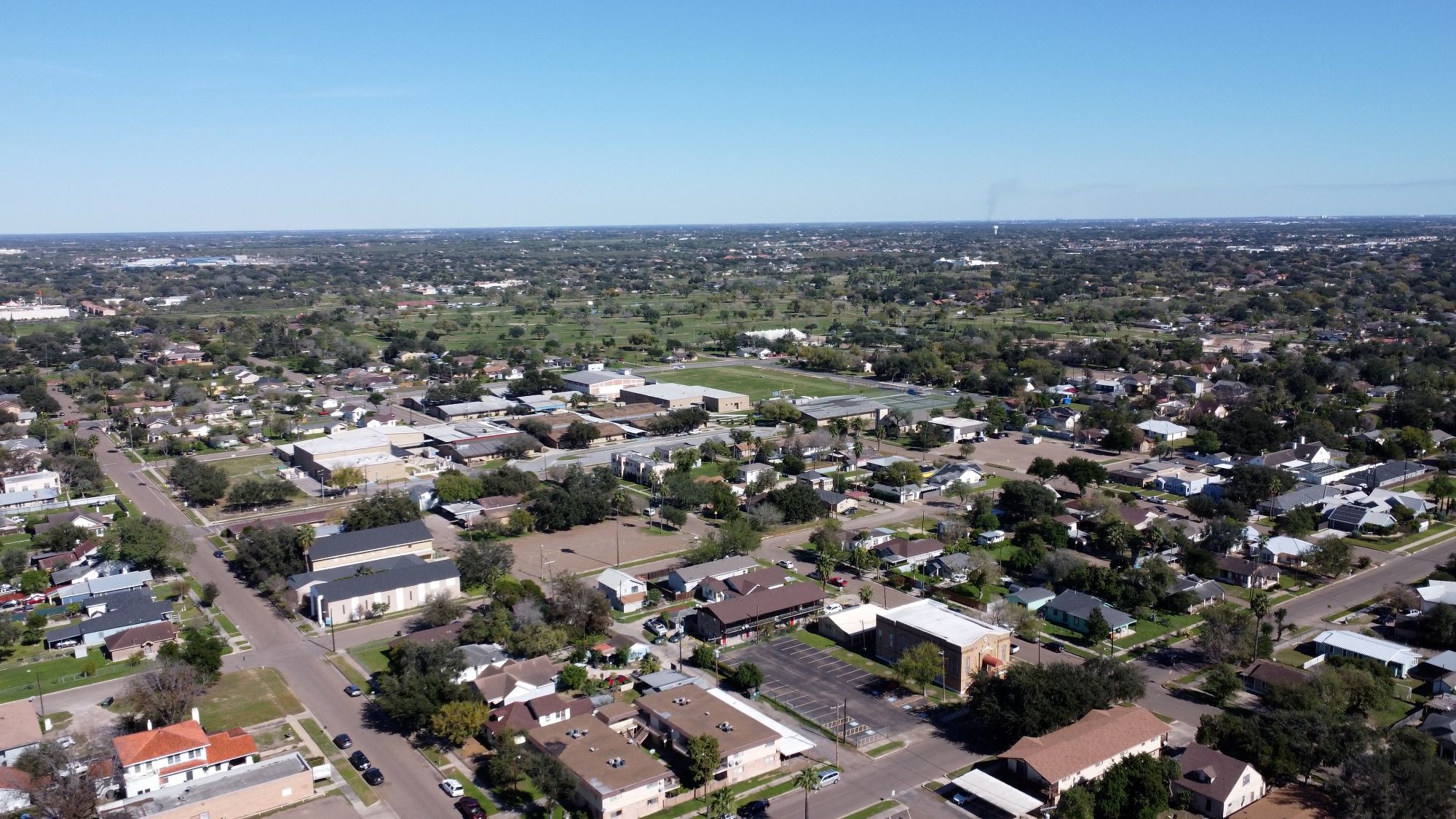 overhead shot of a residential area in the rio grande valley