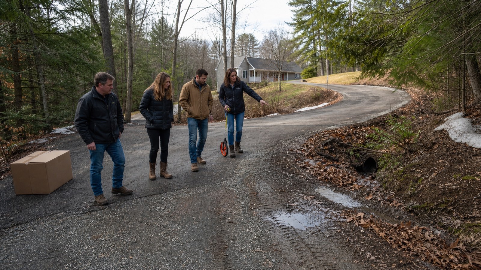 Buyers testing drainage and seasonal access on a Stafford driveway.
