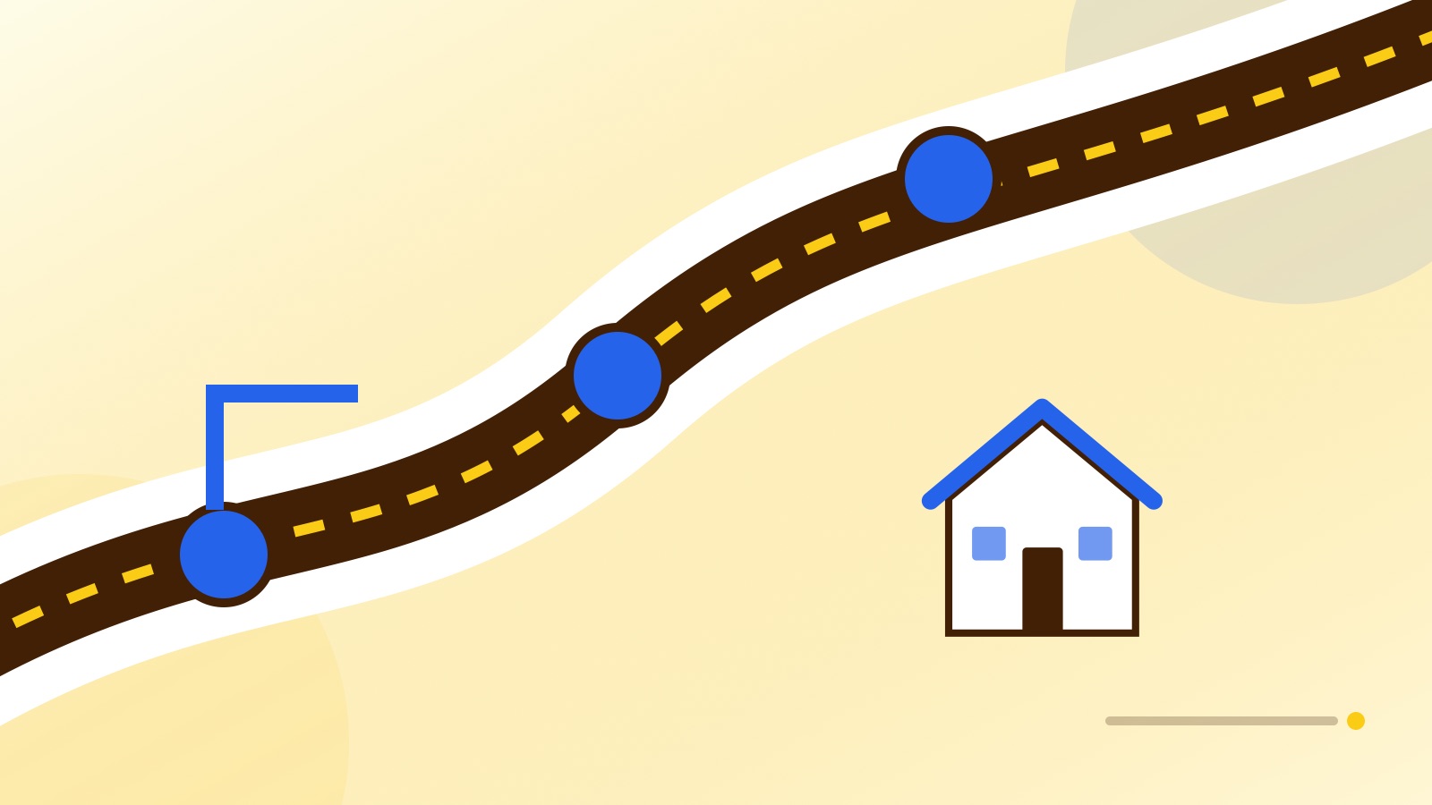 Spotsylvania transportation project research illustrated with a roadway, project limits, stage markers, and a nearby home.