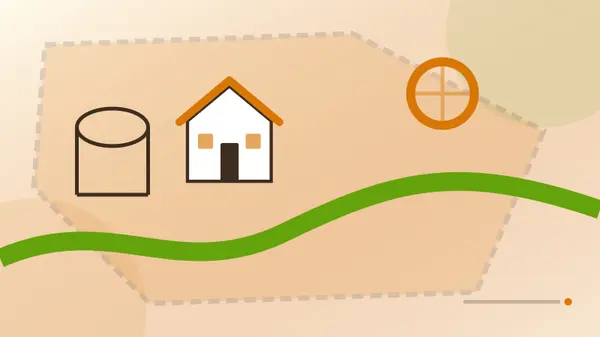 Stafford County acreage due diligence illustrated with parcel boundaries, access, a well, septic field, and outbuildings.