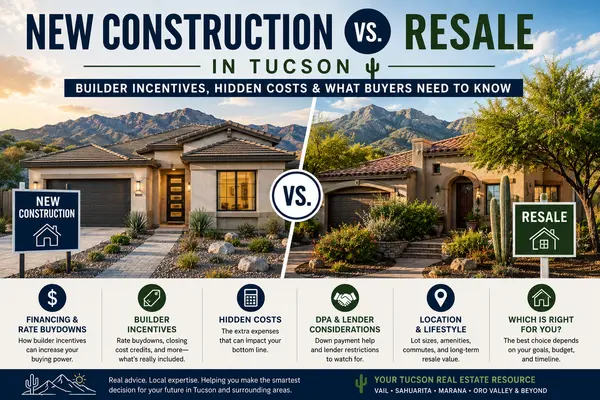 feature image of New Construction vs. Resale in Tucson: 2026 Buyer's Guide to Rates &amp; Incentives