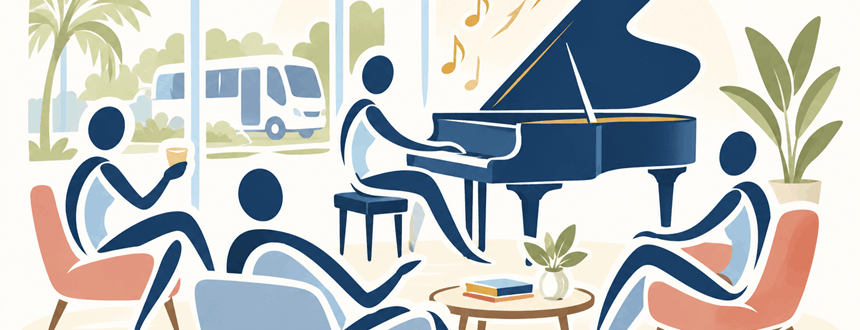 Independent living social activities illustration