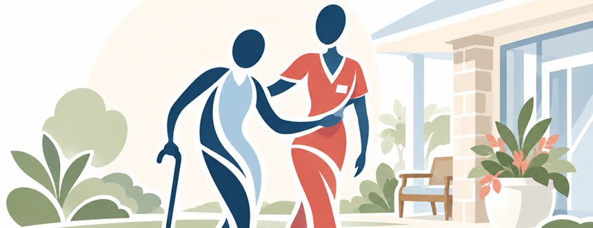 Assisted living support illustration