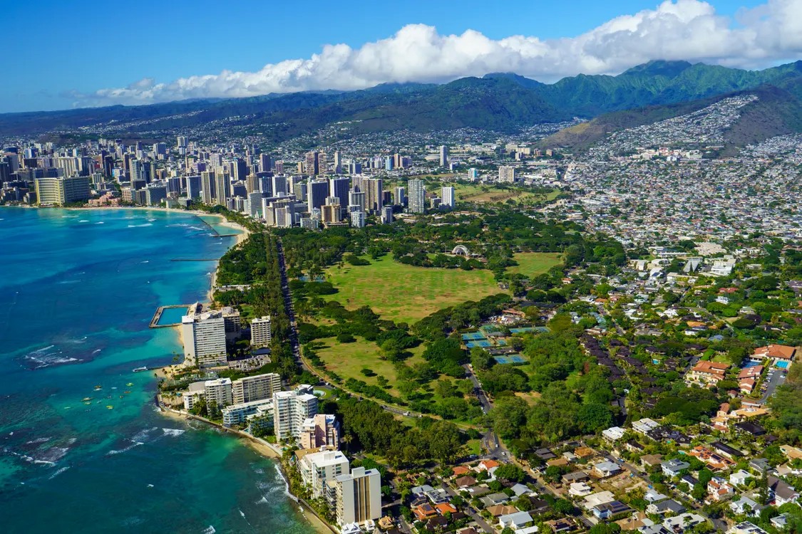 Aerial view of Honolulu and Waikiki