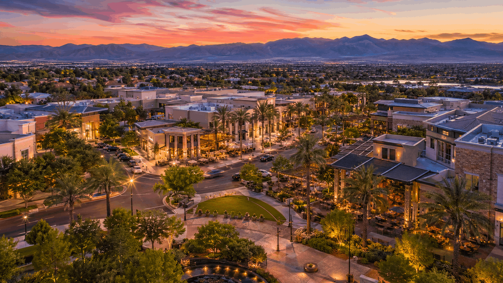 Henderson aerial at dusk The District Green Valley Ranch