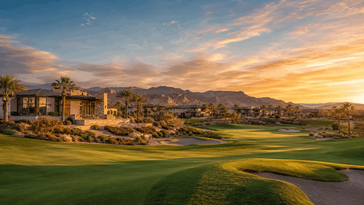 Red Rock Country Club Henderson golf course greens and luxury homes sunset 2026