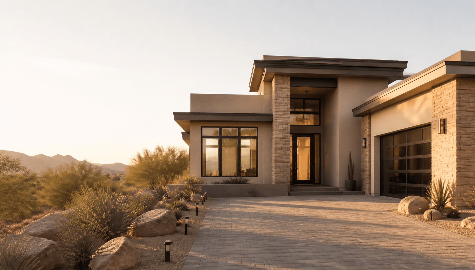 A larger modern East Valley family home at golden hour