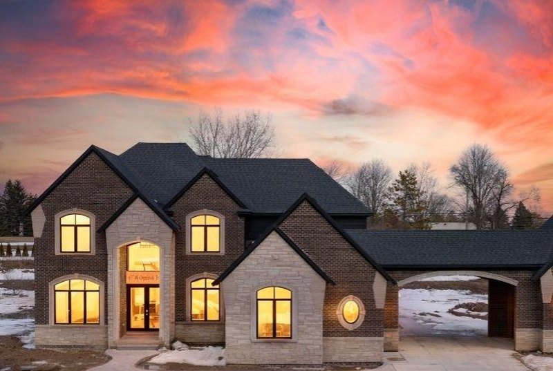 New construction brick and stone home in Macomb County, Michigan