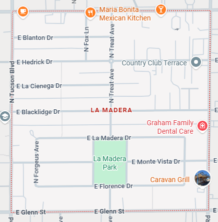 Map of La Madera neighborhood