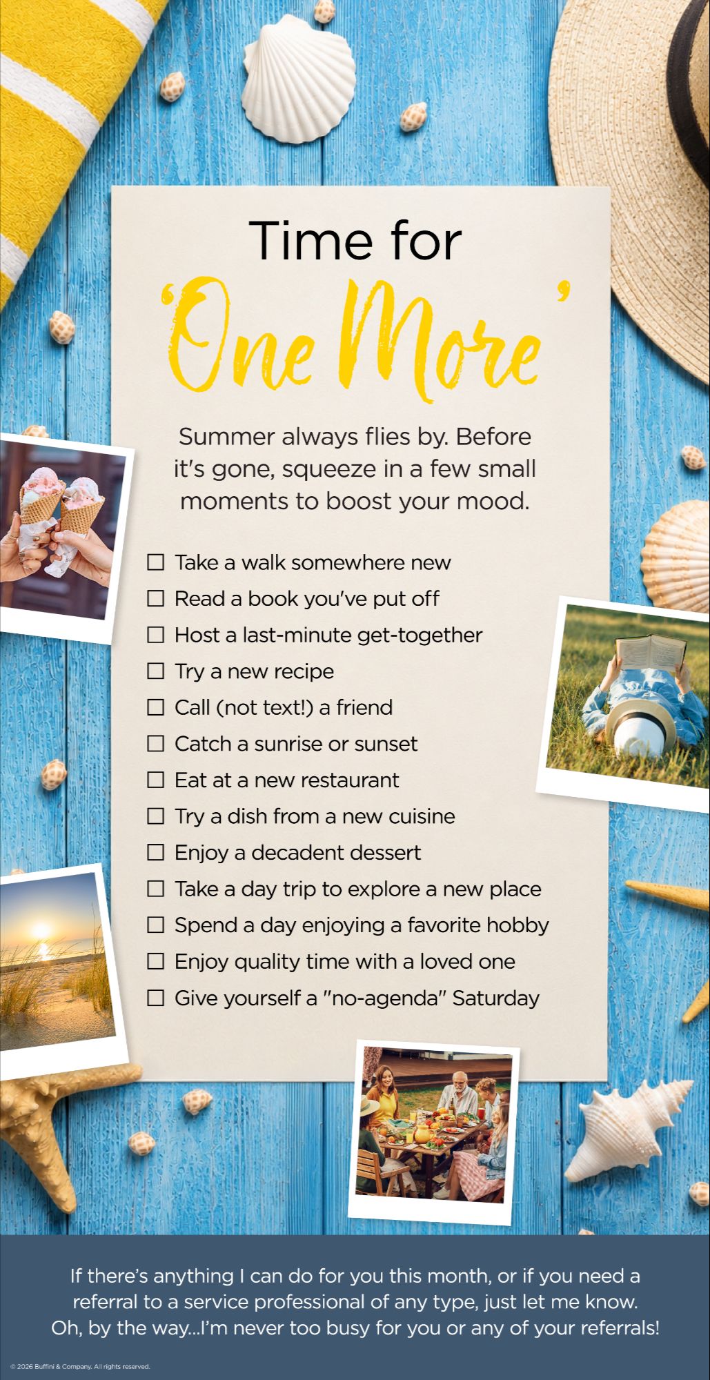 Time for One More — a checklist of small summer moments to enjoy before the season ends