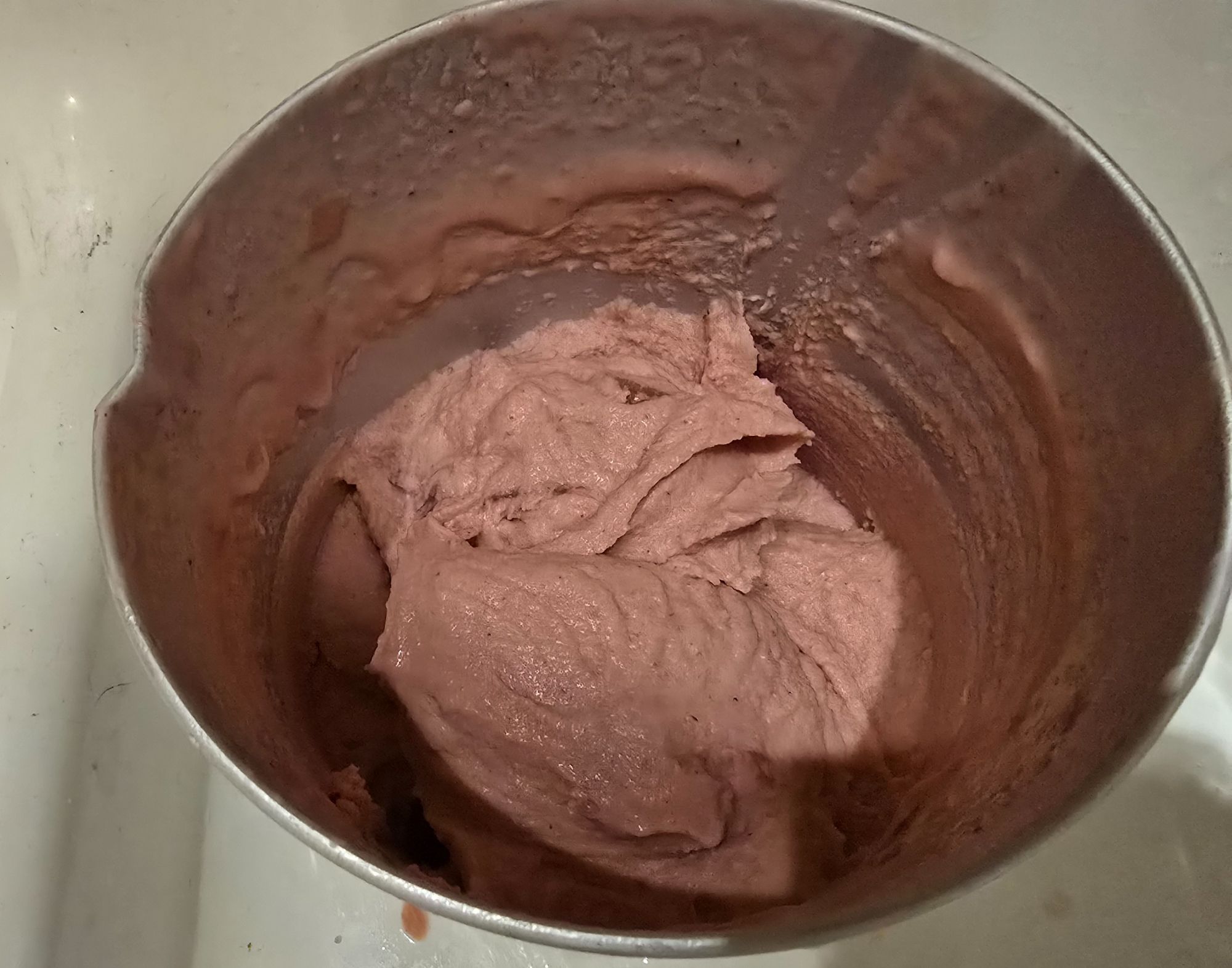 The ice cream churned in maker