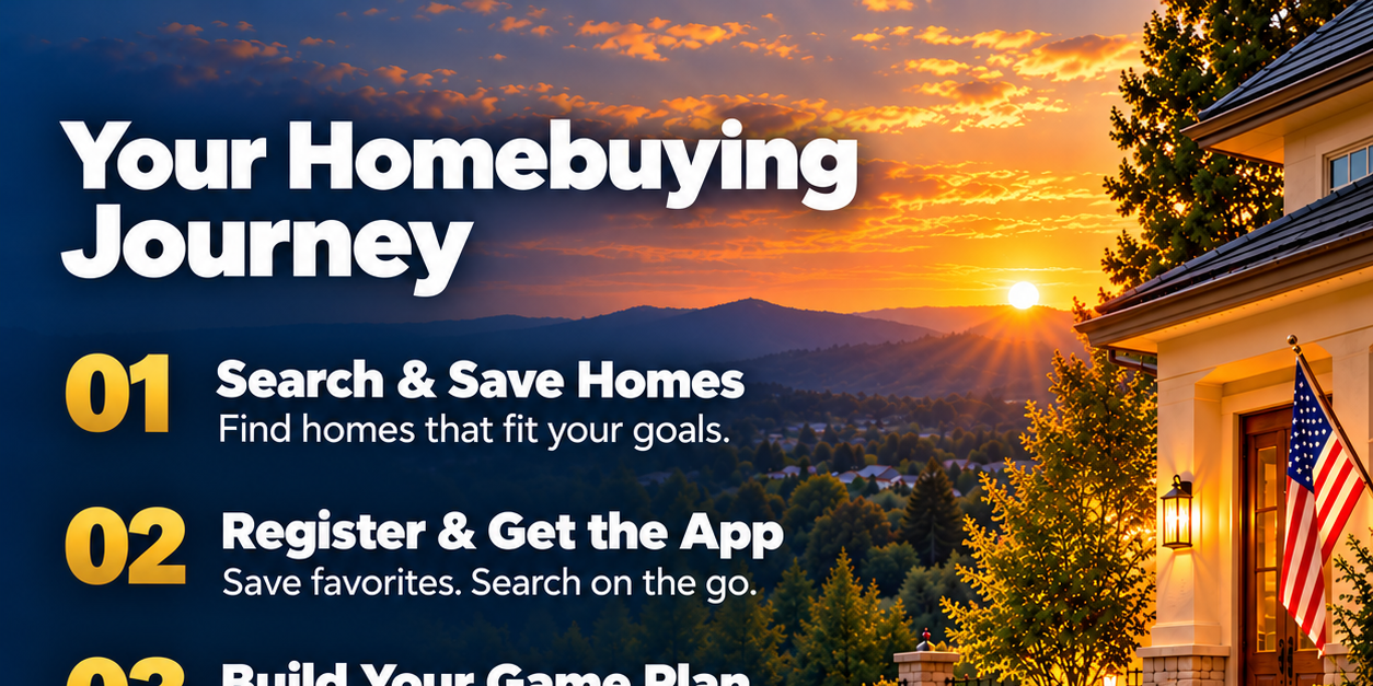 Homebuying journey: search and save homes, register and get the app, and build your game plan.
