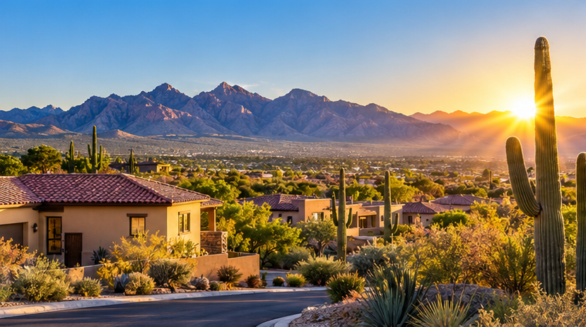 Tucson Arizona homes surrounded by Sonoran Desert scenery