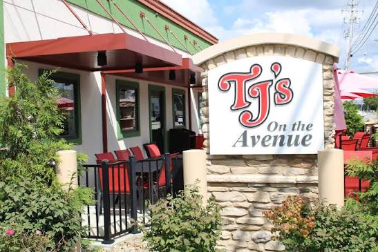 Exterior entrance and patio of TJ’s on the Avenue Italian restaurant in Mentor, Ohio.