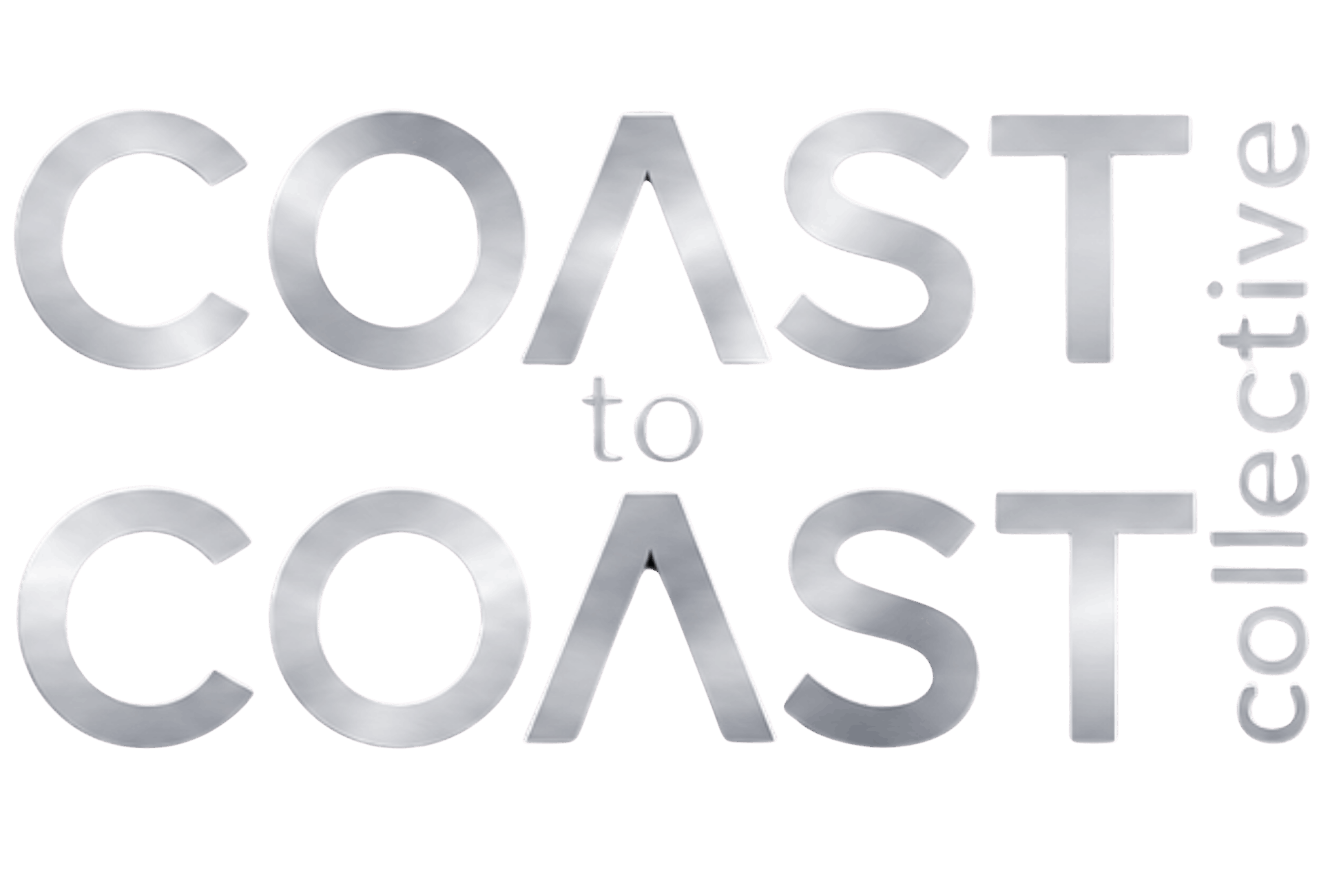 Metallic silver Coast to Coast Collective logo