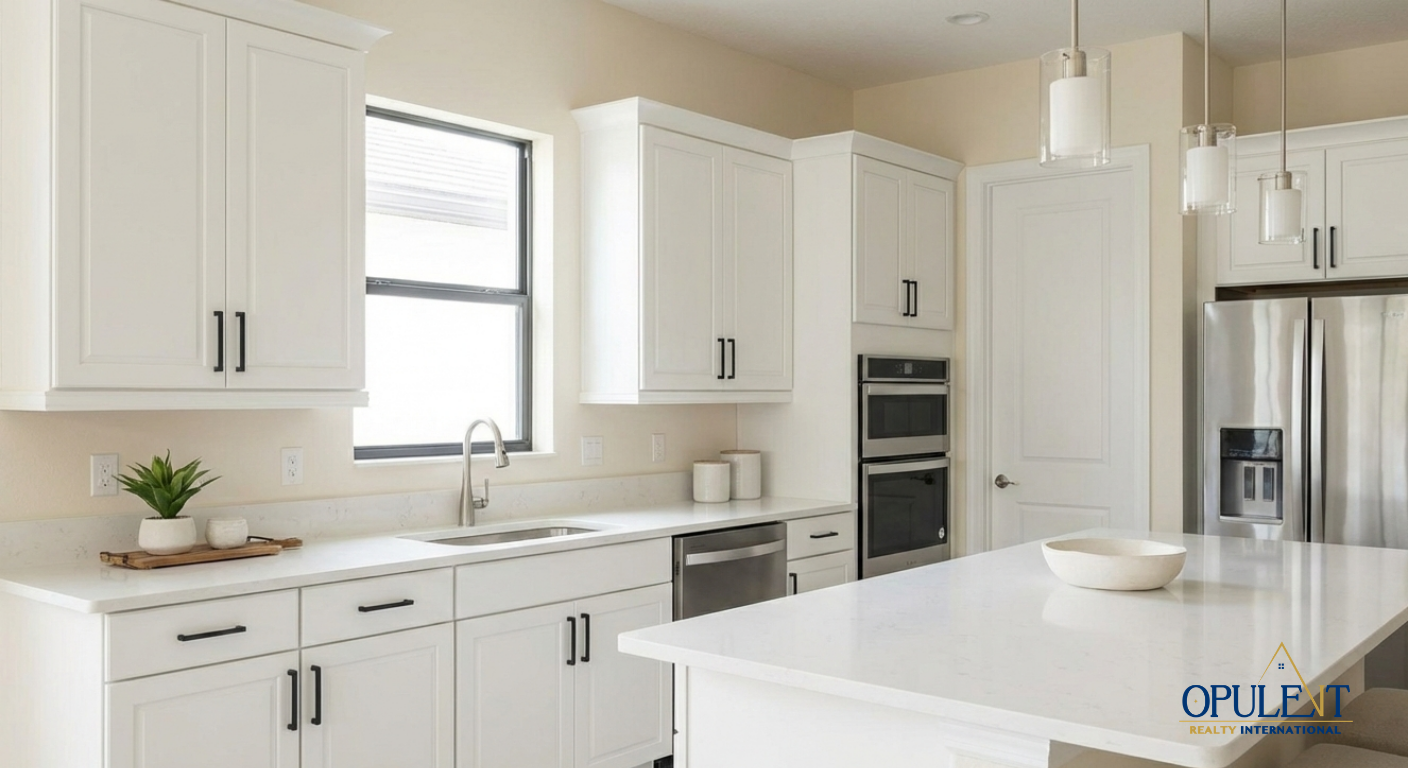 Minor luxury kitchen remodel featuring quartz countertops and matte black hardware