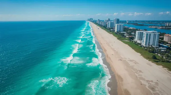 aerial shot of a general Miami Beach coastline