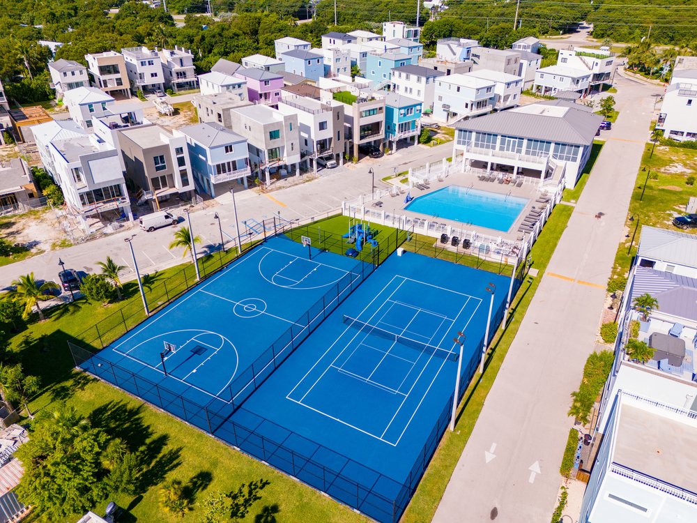 Aerial view of modern homes in the Florida Keys near Marathon, FL