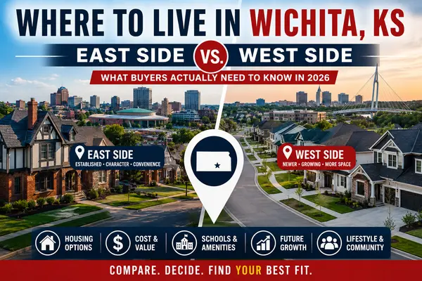 feature image of Where to Live in Wichita KS: East Side vs. West Side (What Buyers Actually Need to Know in 2026)