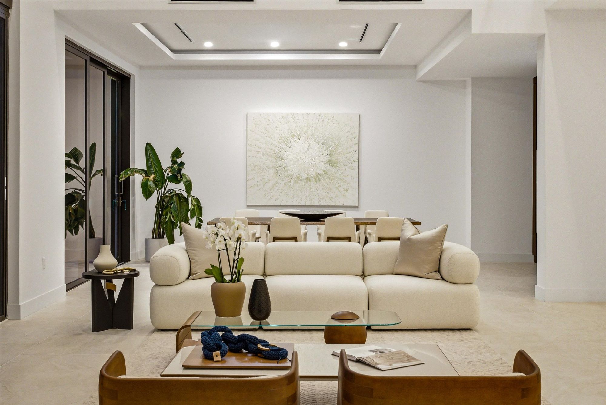 Bright luxury living room interior in a Weston FL home prepared for listing